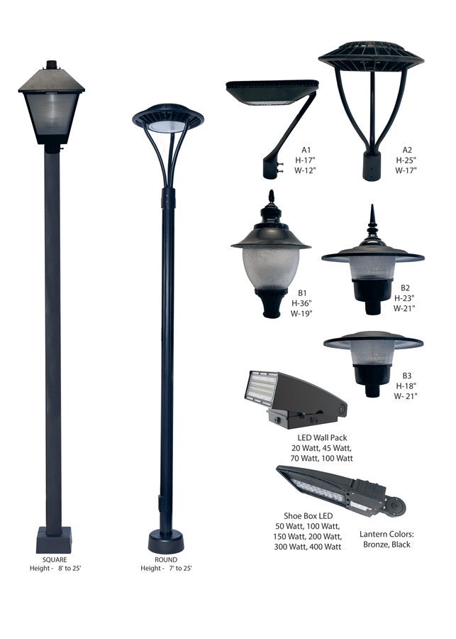 commercial outdoor pole lighting fixtures